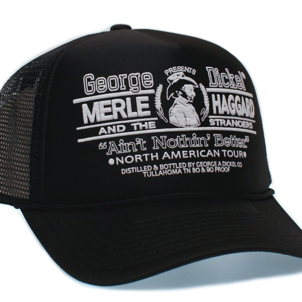 Merle Haggard Solid Black Vintage Truckers Style Hat One-Size Unisex Adult Count